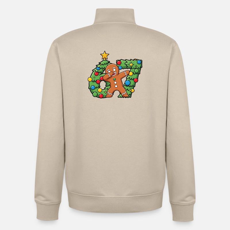 67 Meme-Lebkuchentanz auf dem Weihnachtskranz - Unisex Organic Zip Sweatshirt von Stanley/Stella - Cremebeige