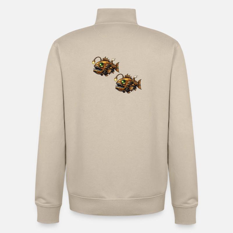 Piranhas des eaux profondes steampunk - Sweat zippé unisexe en coton bio Stanley/Stella - beige crème