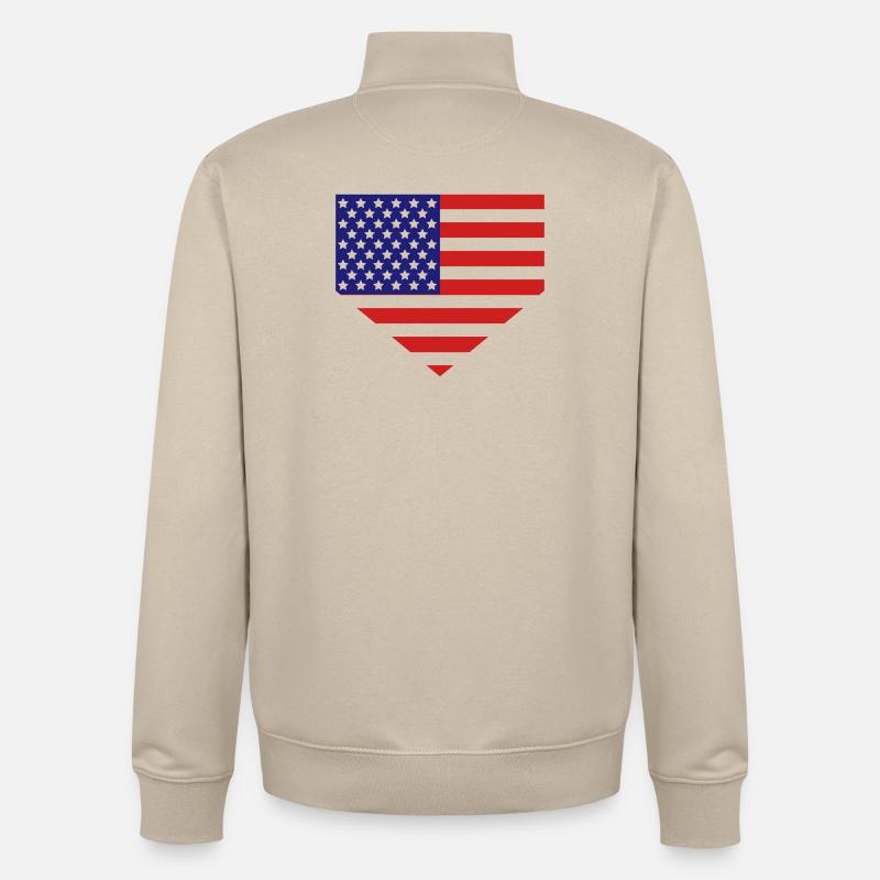 Drapeau américain au marbre - Sweat zippé unisexe en coton bio Stanley/Stella - beige crème