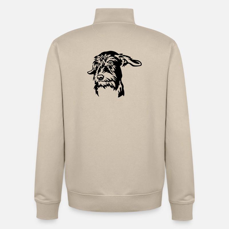 Tête de teckel - Sweat zippé unisexe en coton bio Stanley/Stella - beige crème