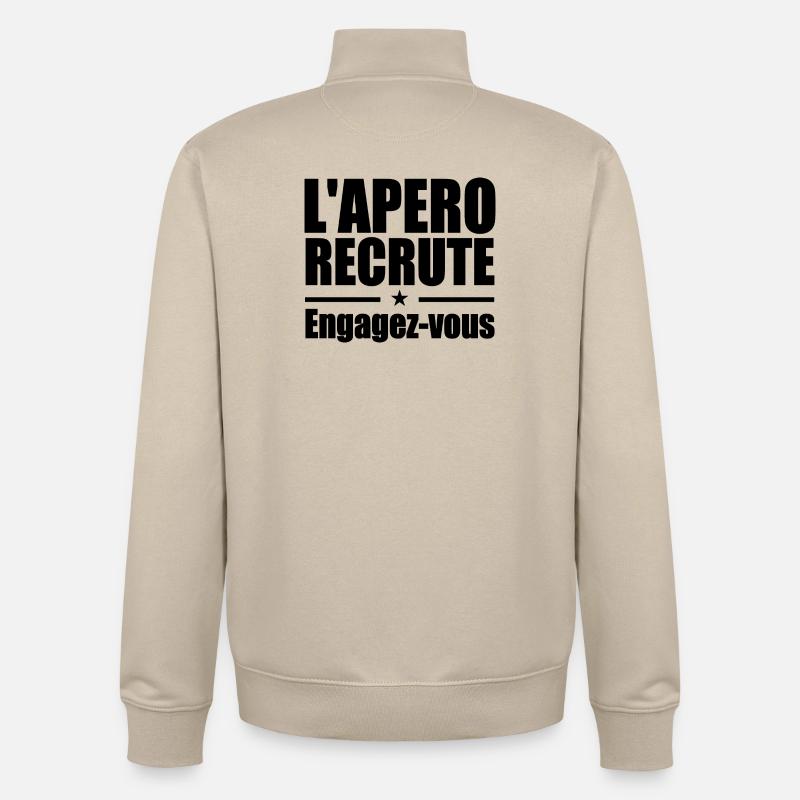 L'apéro recrute Engagez-vous - Sweat zippé unisexe en coton bio Stanley/Stella - beige crème