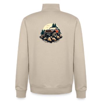Hors Road_01 - Sweat zippé unisexe en coton bio Stanley/Stella - beige crème - Dos - AI Model Male 185 dark (185cm)