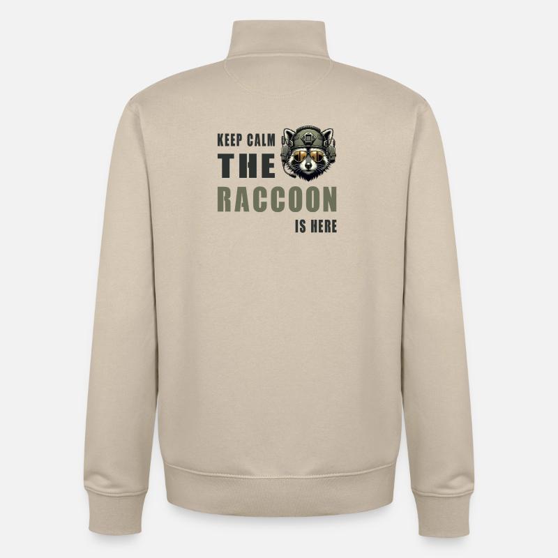 Keep Calm Raccoon est là - Sweat zippé unisexe en coton bio Stanley/Stella - beige crème