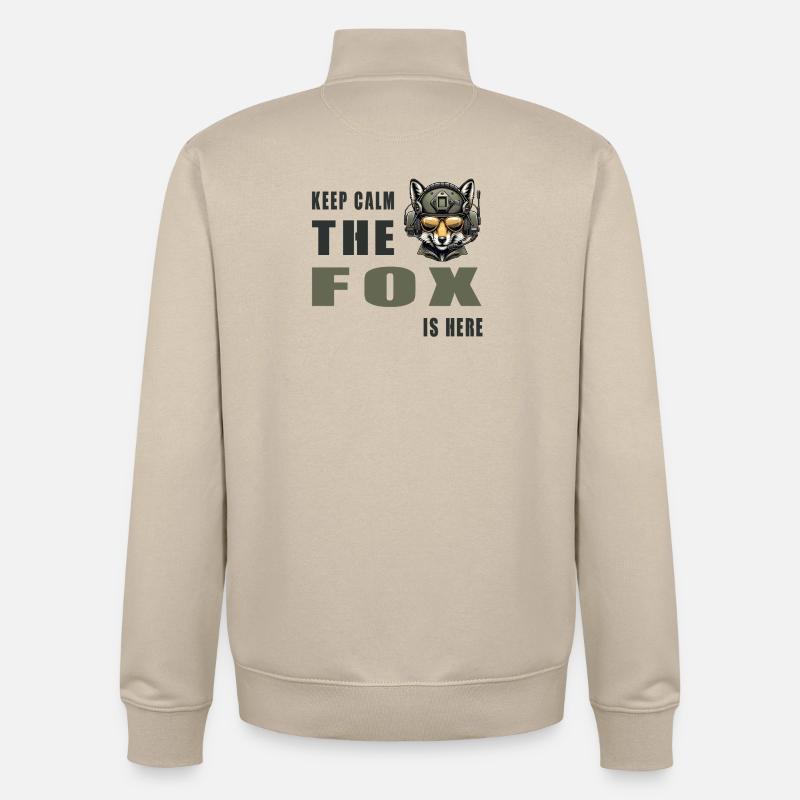 Keep calm - the fox is here - Unisex Organic Zip Sweatshirt by Stanley/Stella - desert dust