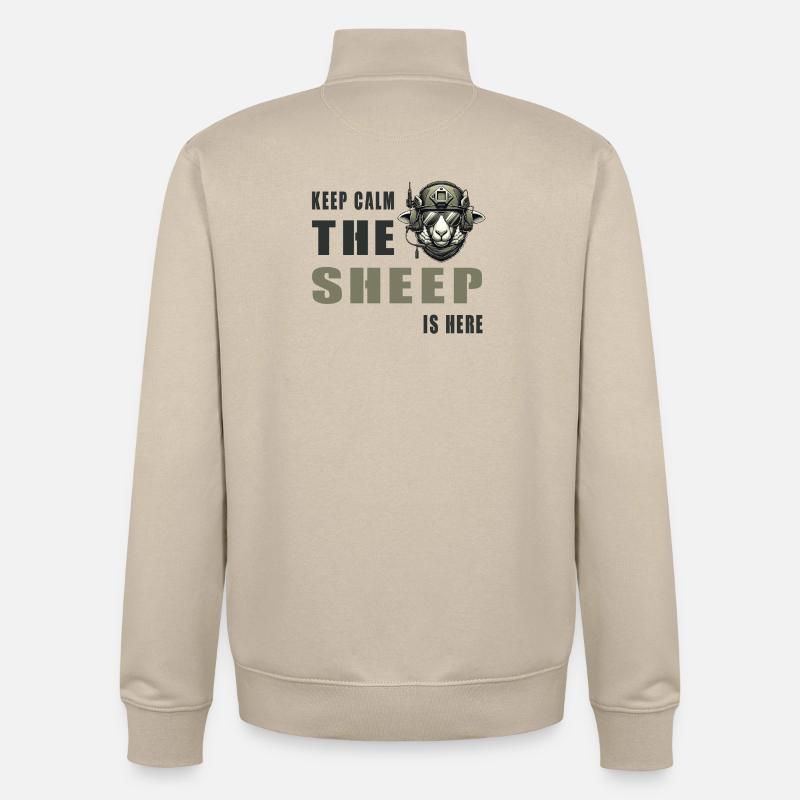 Mouton – Conception Keep Calm - Sweat zippé unisexe en coton bio Stanley/Stella - beige crème