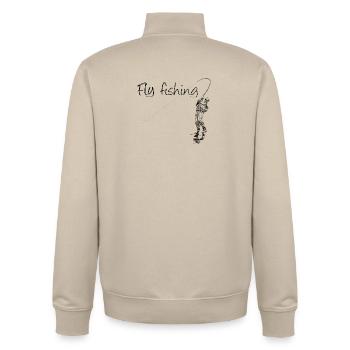 Fly fishing - Unisex Organic Zip Sweatshirt by Stanley/Stella - desert dust - Back - AI Model Male 185 dark (185cm)