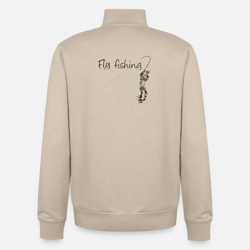 Pêche à la mouche - Sweat zippé unisexe en coton bio Stanley/Stella - beige crème
