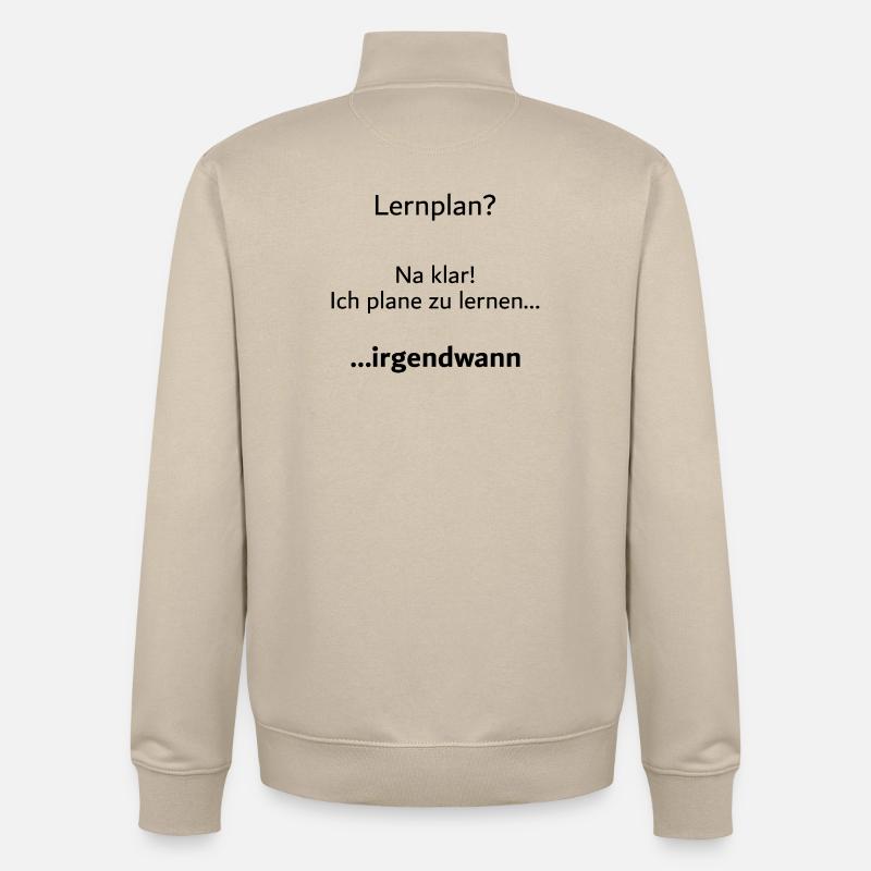 Unispruch "Lernplan?" Student Geschenk, Studenten - Unisex Organic Zip Sweatshirt von Stanley/Stella - Cremebeige