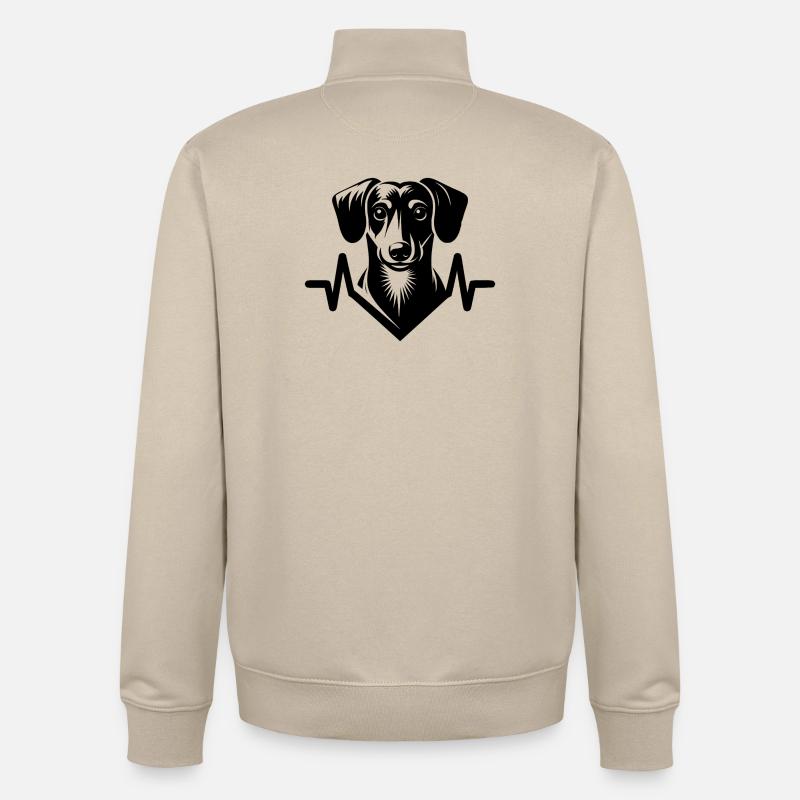 Dackel Herzschlag - Unisex Organic Zip Sweatshirt von Stanley/Stella - Cremebeige