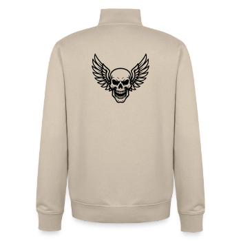 Crâne avec des ailes - Sweat zippé unisexe en coton bio Stanley/Stella - beige crème - Dos - AI Model Male 185 dark (185cm)