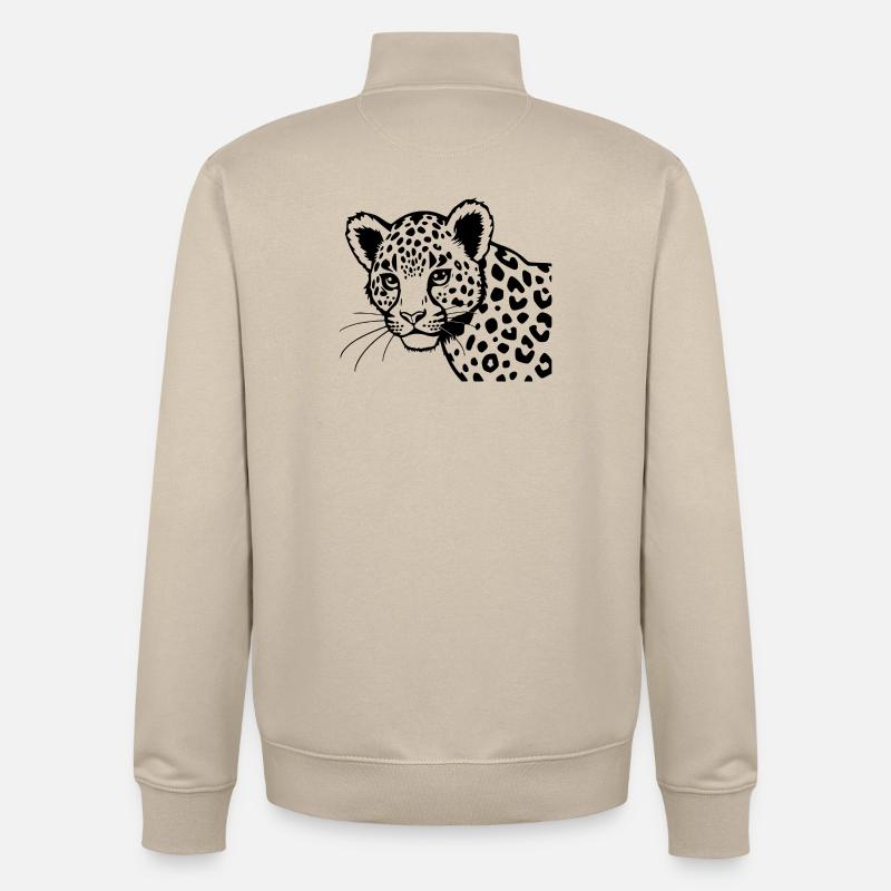 Noël cadeau noir léopard - Sweat zippé unisexe en coton bio Stanley/Stella - beige crème