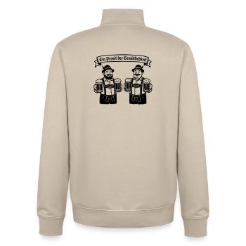 Bier männer - Ein Prosit der Gemütlichkeit - Unisex Organic Zip Sweatshirt by Stanley/Stella - desert dust - Back - AI Model Male 185 dark (185cm)