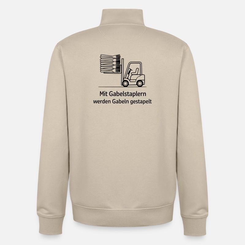 forklift pun fork stacking - Unisex Organic Zip Sweatshirt by Stanley/Stella - desert dust