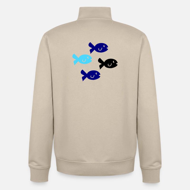 Fiskesilhuett - Unisex genser med glidelås i økologisk bomull Stanley/Stella - krembeige