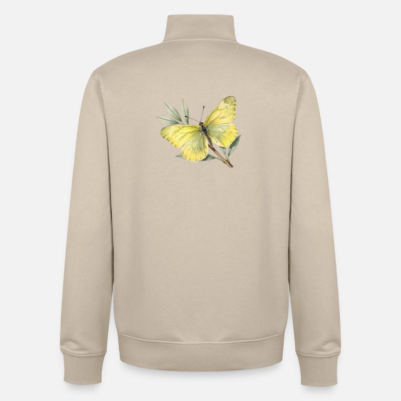 Papillon citron (Gonepteryx rhamni) - Sweat zippé unisexe en coton bio Stanley/Stella - beige crème