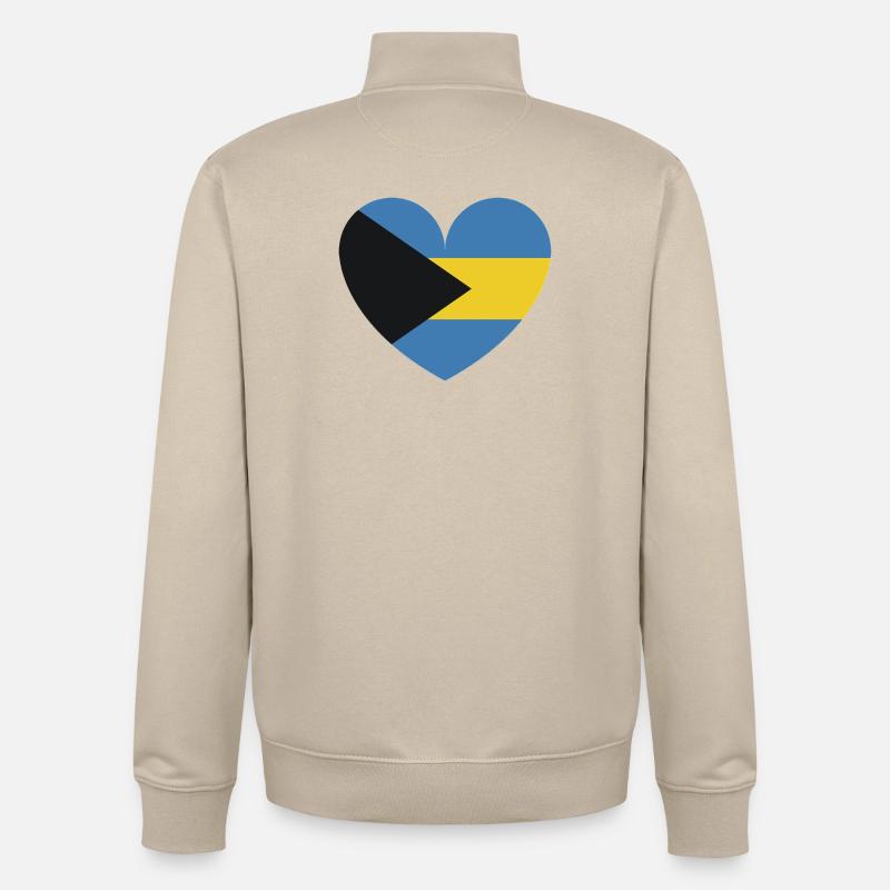Drapeau des Bahamas du Cœur - Sweat zippé unisexe en coton bio Stanley/Stella - beige crème