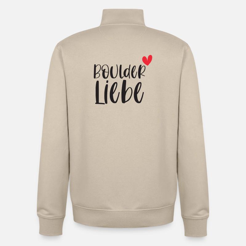 Bouldern Boulderliebe Berge Klettern Geschenk - Unisex Organic Zip Sweatshirt von Stanley/Stella - Cremebeige