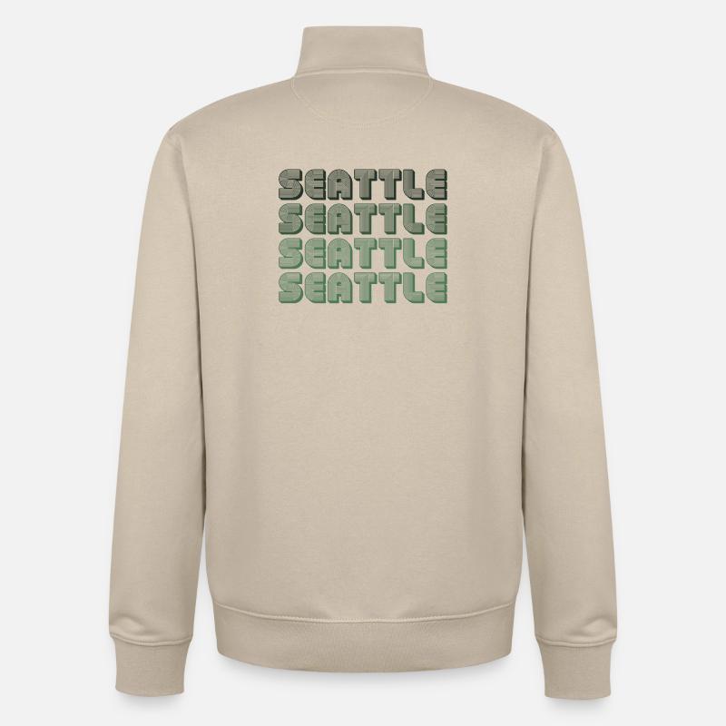 Seattle Blockgrid Pattern - Unisex Organic Zip Sweatshirt by Stanley/Stella - desert dust