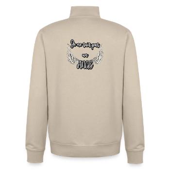 I'm Not an Angel — White Wings - Unisex Organic Zip Sweatshirt by Stanley/Stella - desert dust - Back - AI Model Male 185 dark (185cm)