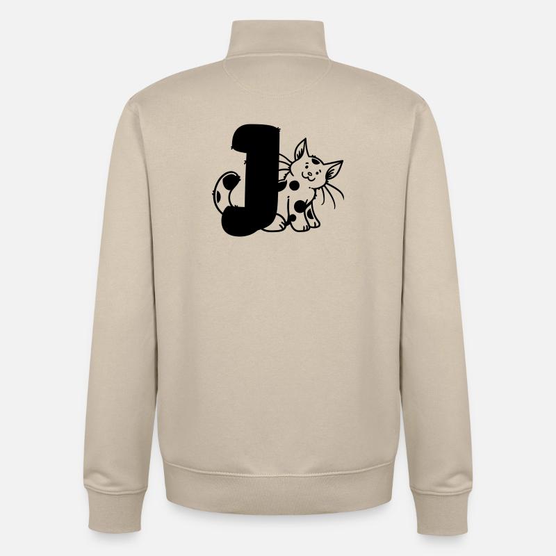 Katze Buchstabe J - Unisex Organic Zip Sweatshirt von Stanley/Stella - Cremebeige