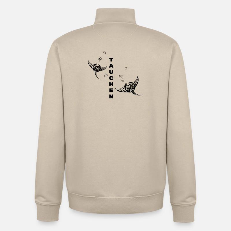 Tauchen – Tribal Manta Rochen Design - Unisex Organic Zip Sweatshirt von Stanley/Stella - Cremebeige