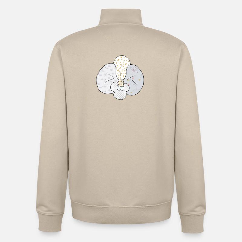 Weisse_Musterorchidee - Sweat zippé unisexe en coton bio Stanley/Stella - beige crème