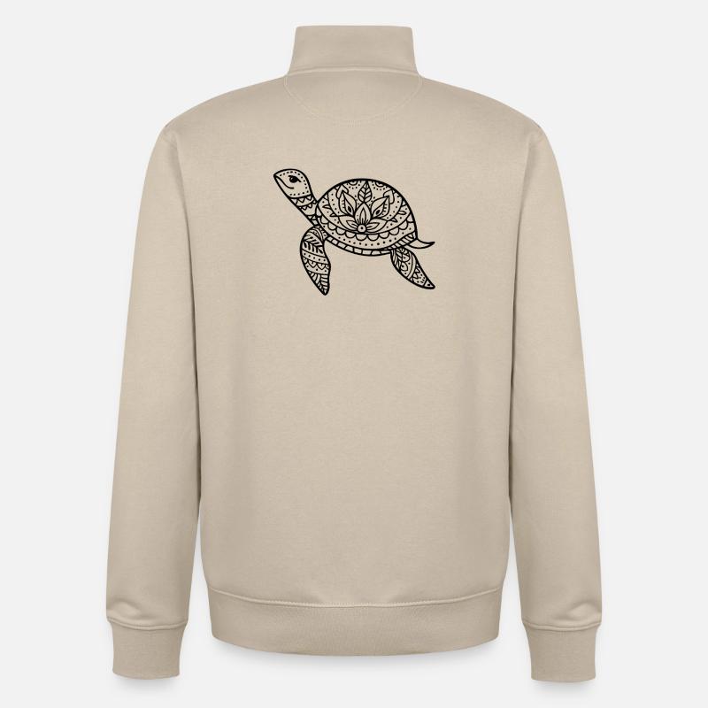 Boho turtle sea illustration Boho style - Unisex Organic Zip Sweatshirt by Stanley/Stella - desert dust