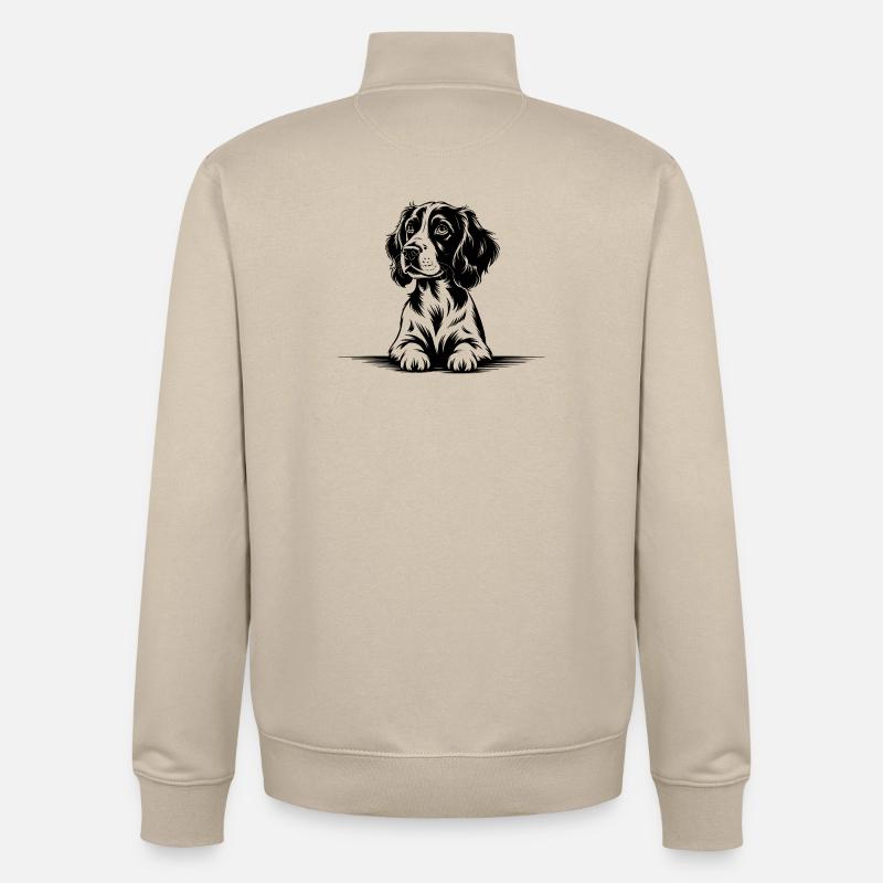 Cocker Spaniel - Sweat zippé unisexe en coton bio Stanley/Stella - beige crème