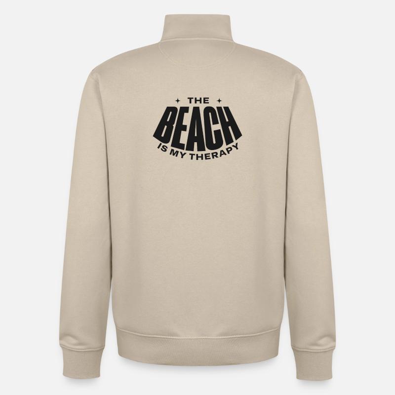 BEACH IS THERAPY - Unisex Organic Zip Sweatshirt von Stanley/Stella - Cremebeige