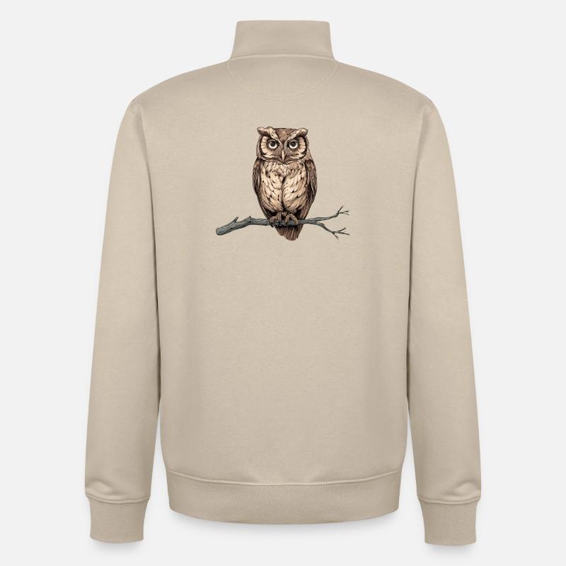 charmante Eule - Unisex Organic Zip Sweatshirt von Stanley/Stella - Cremebeige