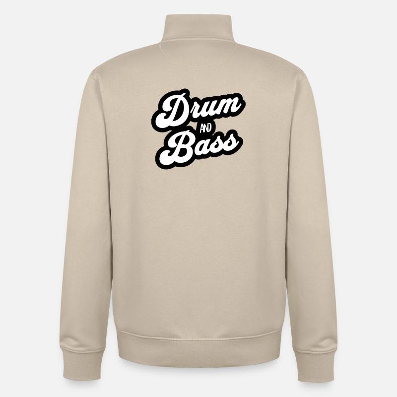 Drum and Bass Script Logo - Sweat zippé unisexe en coton bio Stanley/Stella - beige crème