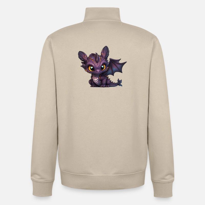 Bébé Dragon Violet - Sweat zippé unisexe en coton bio Stanley/Stella - beige crème