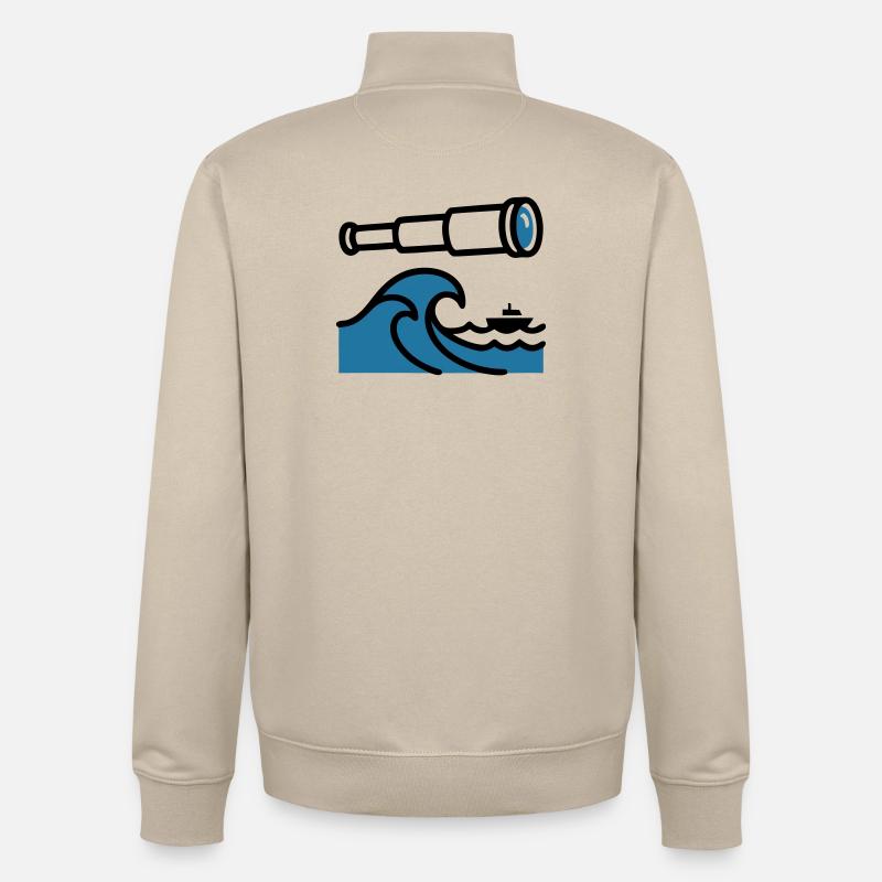 Telescope Waves Ocean Explorer - Unisex Organic Zip Sweatshirt by Stanley/Stella - desert dust
