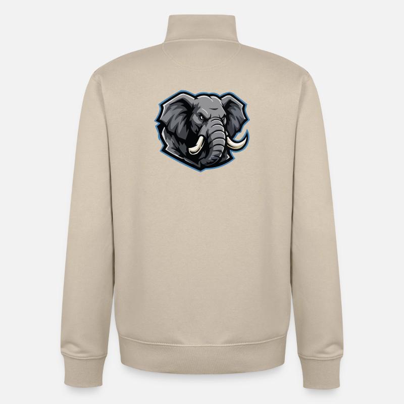 Elephant Head Mascot Logo - Unisex Organic Zip Sweatshirt by Stanley/Stella - desert dust