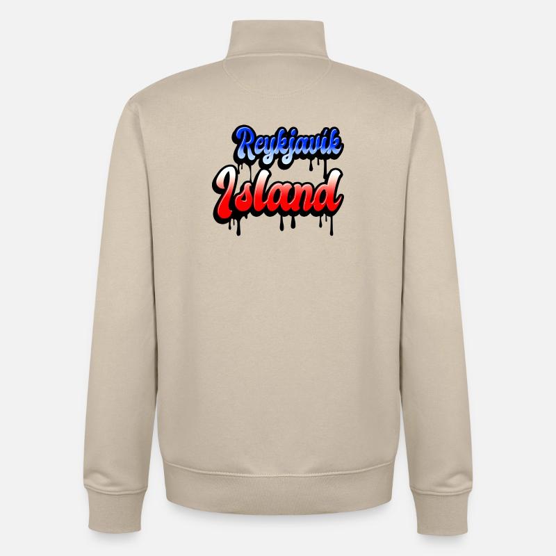 Conception de l’île de Reykjavík - Sweat zippé unisexe en coton bio Stanley/Stella - beige crème