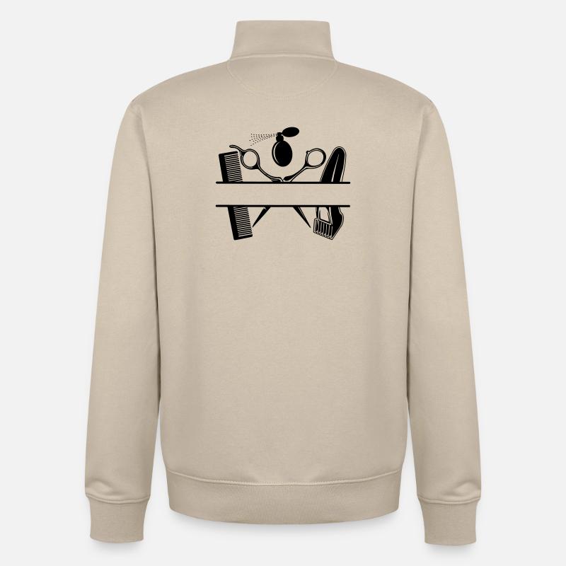 Coiffeurs attributs texte bannière - Sweat zippé unisexe en coton bio Stanley/Stella - beige crème