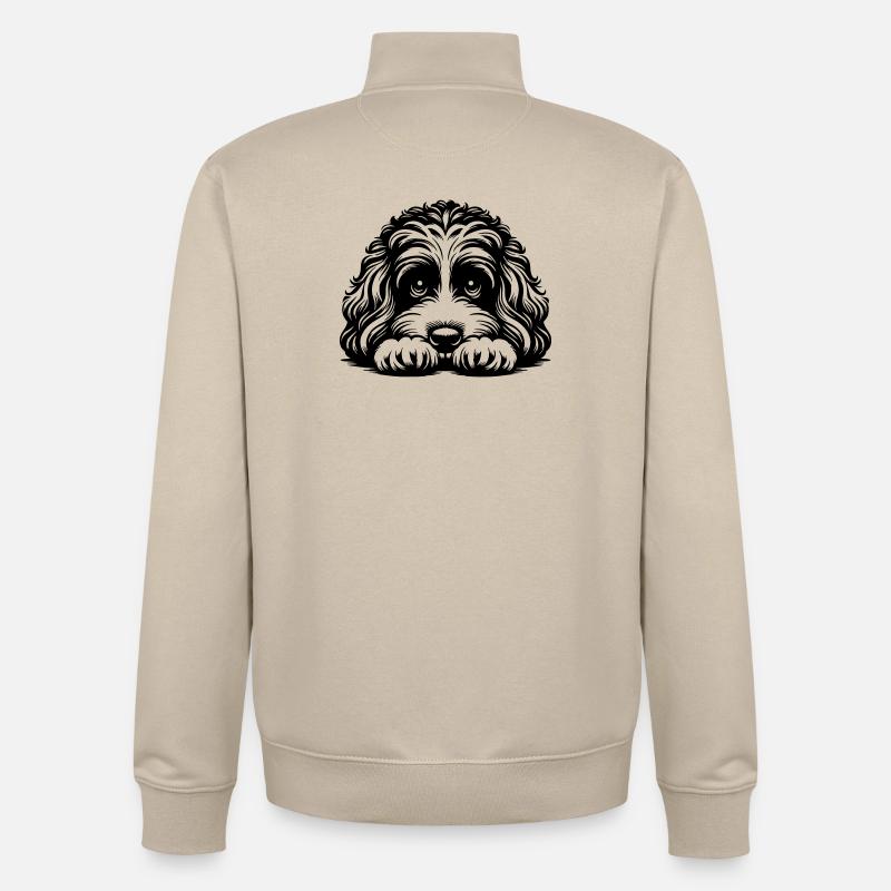 Tête de Cavapoo avec pattes - Sweat zippé unisexe en coton bio Stanley/Stella - beige crème