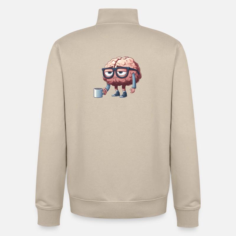 Breloque cérébrale décontractée avec café - Sweat zippé unisexe en coton bio Stanley/Stella - beige crème