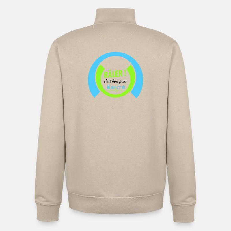 Râler c'est bon pour la santé - Sweat zippé unisexe en coton bio Stanley/Stella - beige crème
