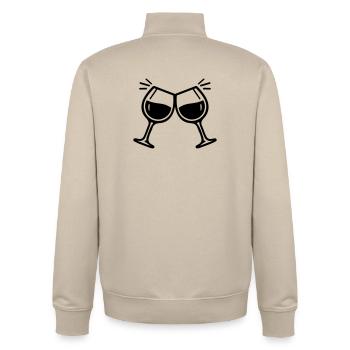 Wine glass toast cheers wine - Unisex Organic Zip Sweatshirt by Stanley/Stella - desert dust - Back - AI Model Male 185 dark (185cm)