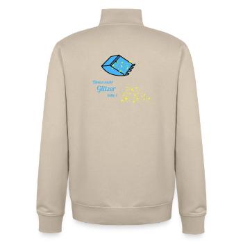 more glitter - Unisex Organic Zip Sweatshirt by Stanley/Stella - desert dust - Back - AI Model Male 185 dark (185cm)
