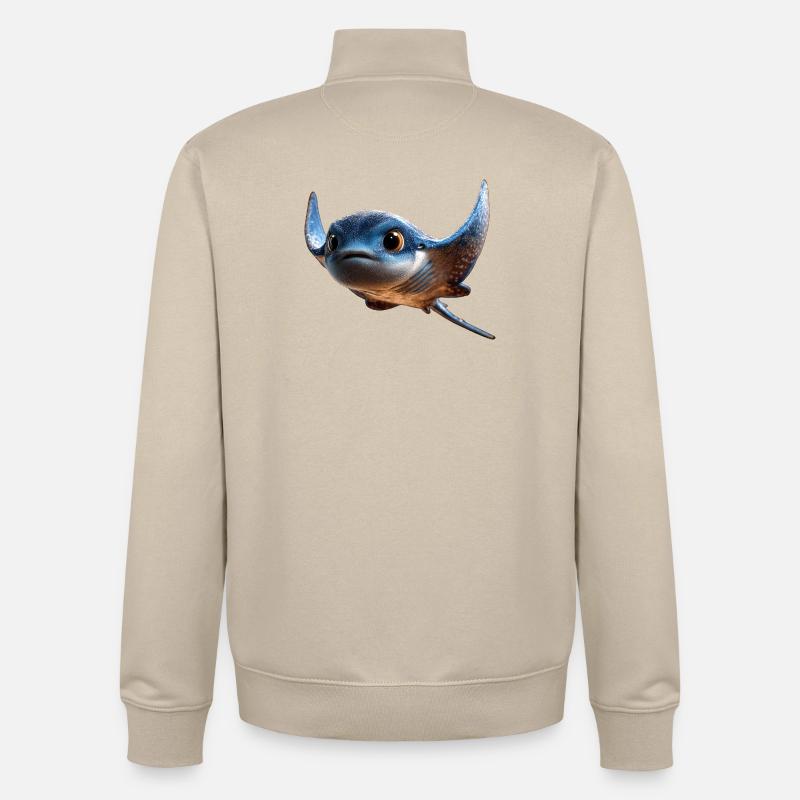 Manta Ray, Devil Ray, Stingray, Diver - Unisex Organic Zip Sweatshirt by Stanley/Stella - desert dust