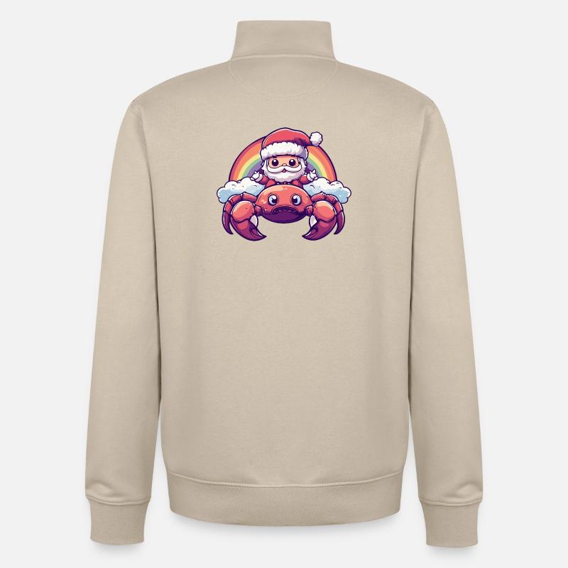 Crabe Crabe Père Noël Noël - Sweat zippé unisexe en coton bio Stanley/Stella - beige crème