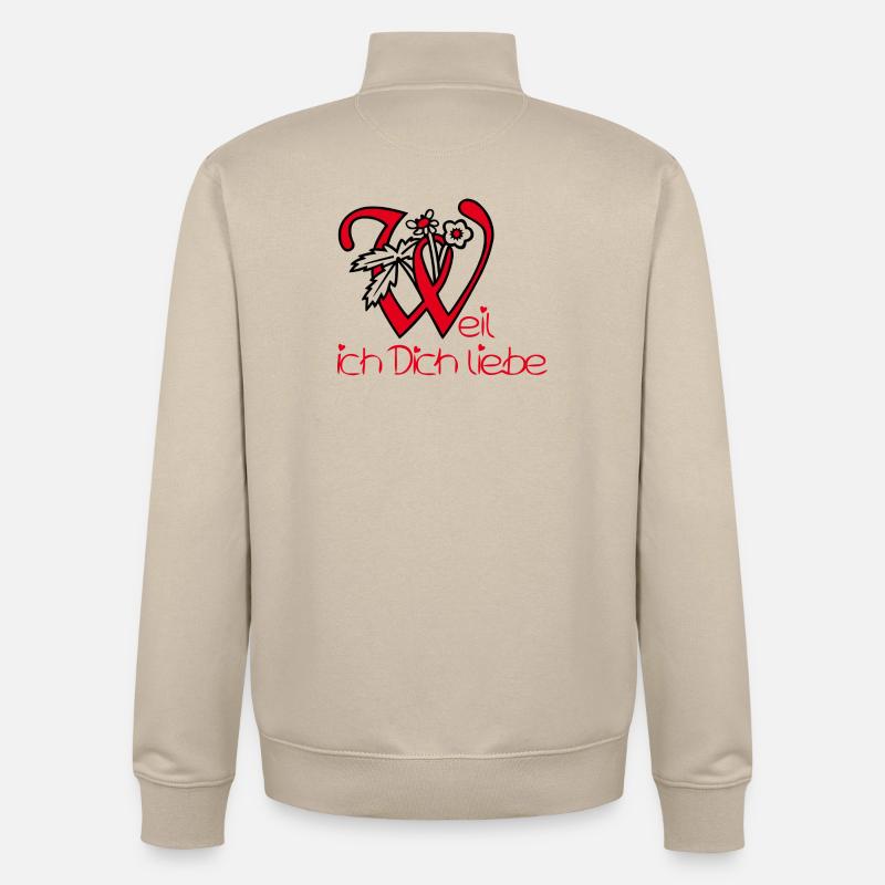 Parce que je t’aime - Sweat zippé unisexe en coton bio Stanley/Stella - beige crème