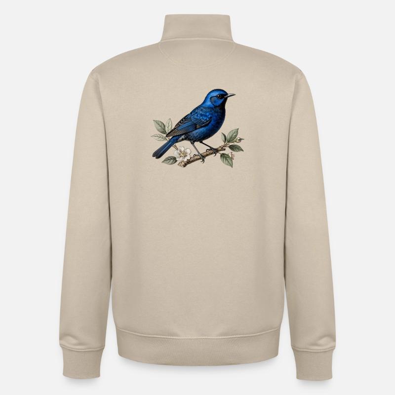 Oiseau bleu Mérion splendide (Malurus splendens) - Sweat zippé unisexe en coton bio Stanley/Stella - beige crème