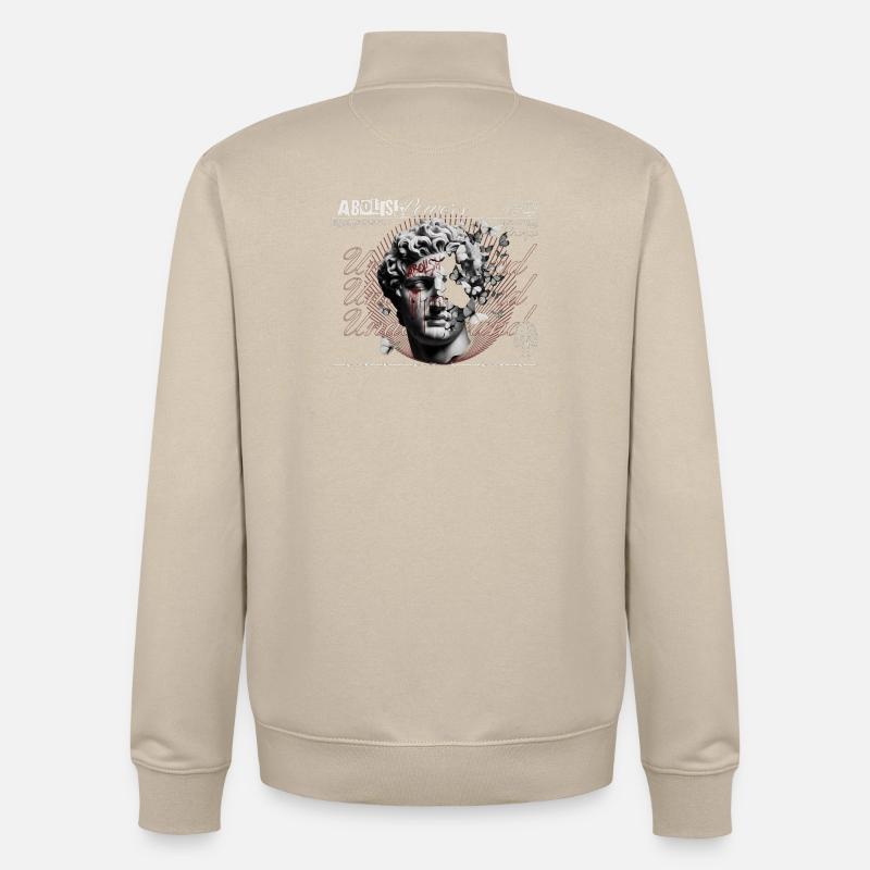 Abolir Power Head Collage - Sweat zippé unisexe en coton bio Stanley/Stella - beige crème