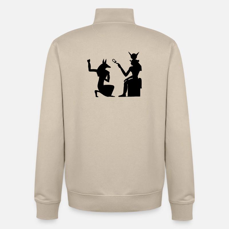 Pyramide hiéroglyphes égyptiens pharaon - Sweat zippé unisexe en coton bio Stanley/Stella - beige crème