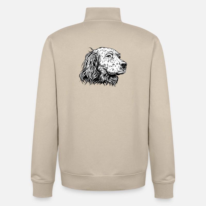 Portrait de setter anglais sw - Sweat zippé unisexe en coton bio Stanley/Stella - beige crème