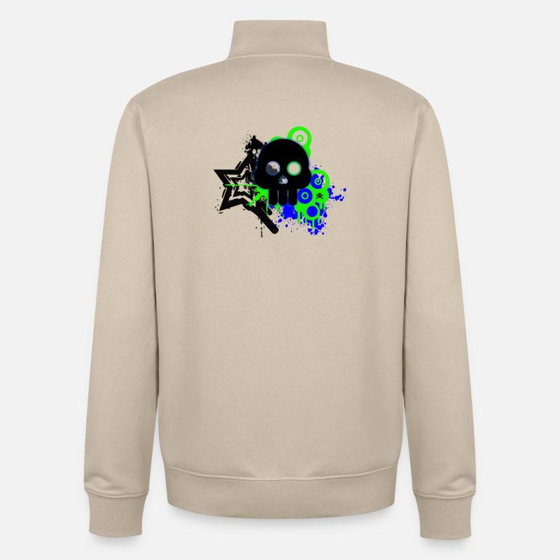 Neon Schädel Spritzer - Unisex Organic Zip Sweatshirt von Stanley/Stella - Cremebeige