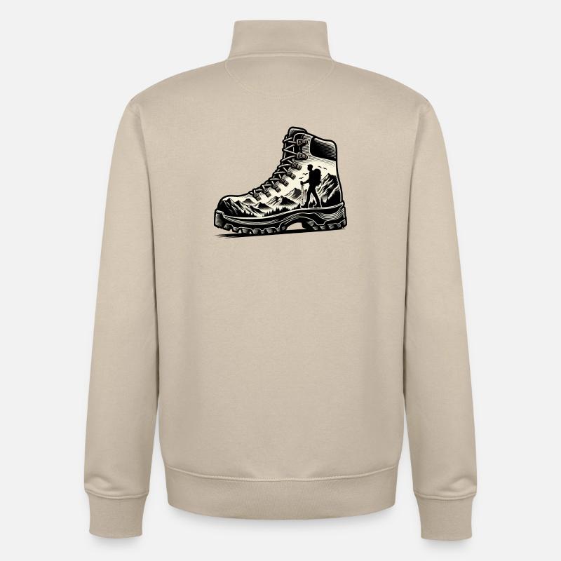 Drawing Hiker Bergwanderschuh - Unisex Organic Zip Sweatshirt von Stanley/Stella - Cremebeige